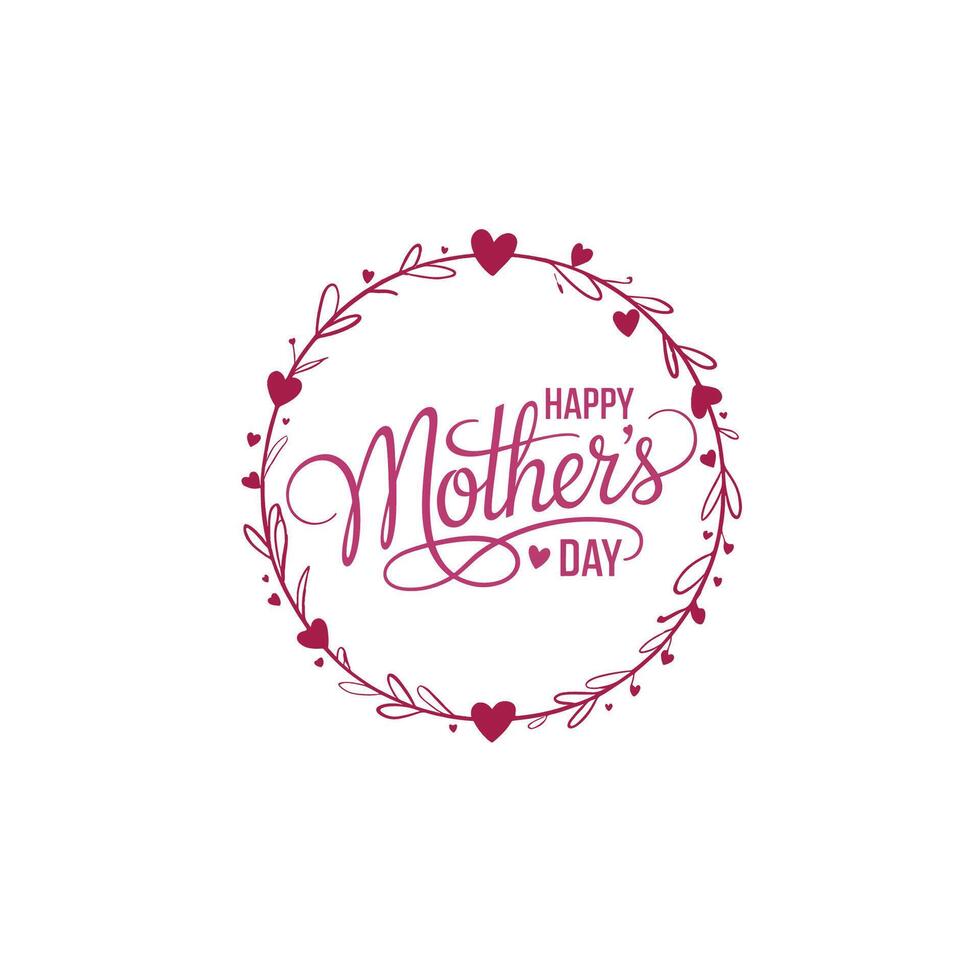 Vintage Script Happy Mothers Day Design with Pastel Flowers vector