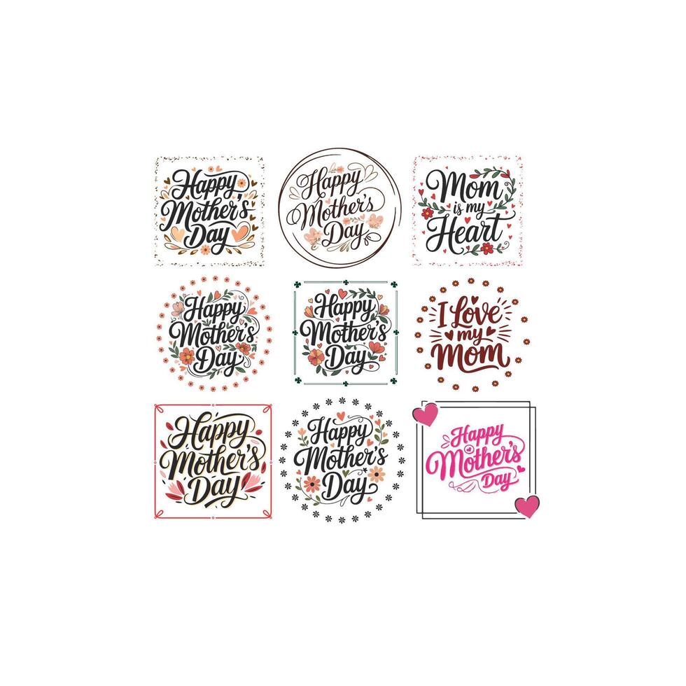 Graceful Mothers Day Handwritten Design with Delicate Details vector