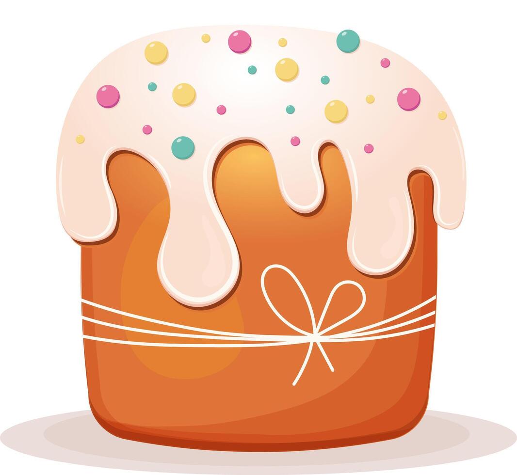 Cute Easter cake on white background. Happy Easter. Spring holiday. Illustration for poster, greeting card, sticker, icon. vector