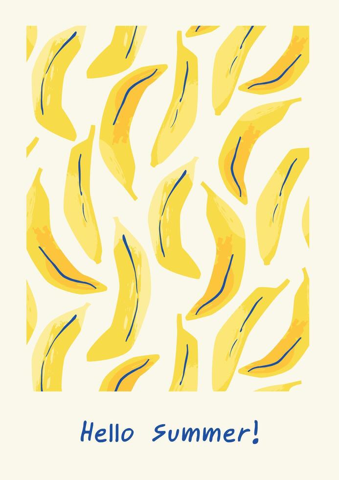 Hello summer. illustration of abstract bananas. Design for poster, card, flyer, cover and other use. vector
