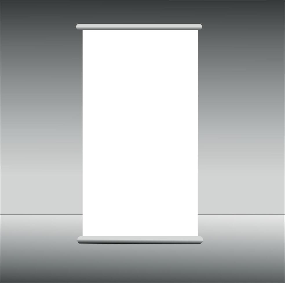Blank roll up banner stand vector