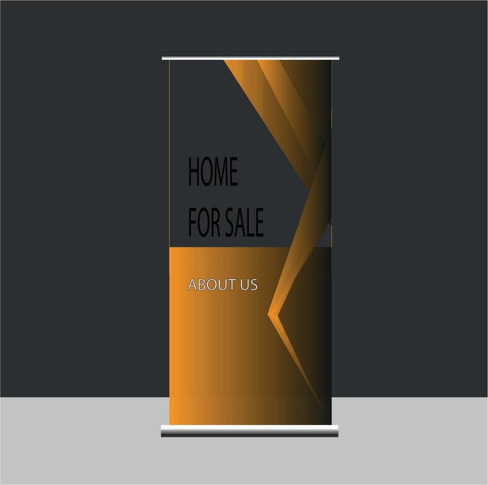 A roll up banner stand with the words home for sale vector