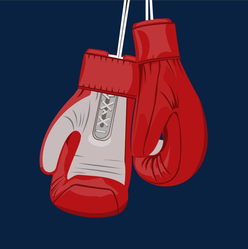 red boxing gloves hanging illustration vector