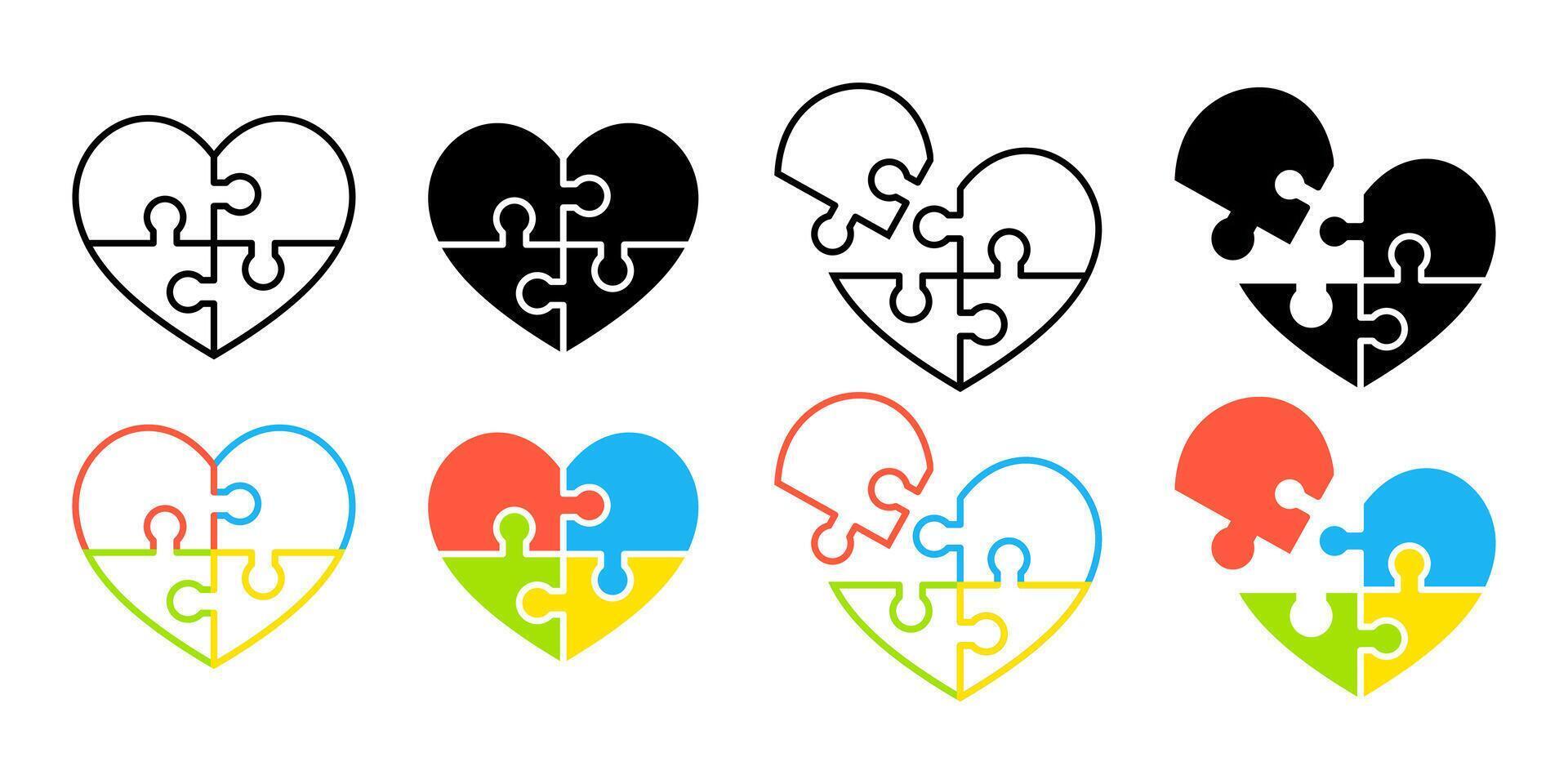 Autism Puzzle Heart, Autism File vector