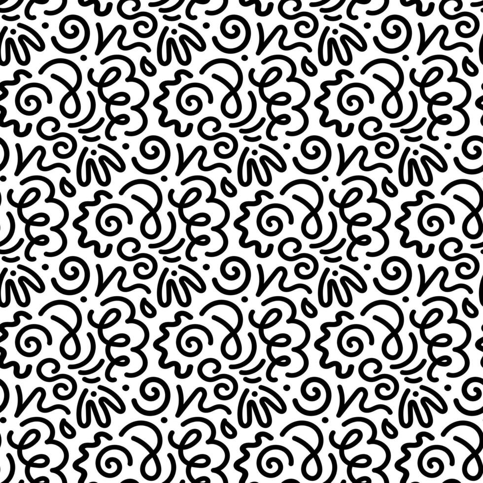 Black line doodle seamless pattern. Hand drawn scribble art background vector