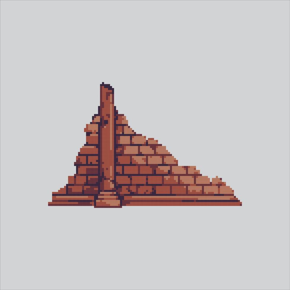 Pixel art illustration Wall Ruins. Pixelated Brick Ruins. vector