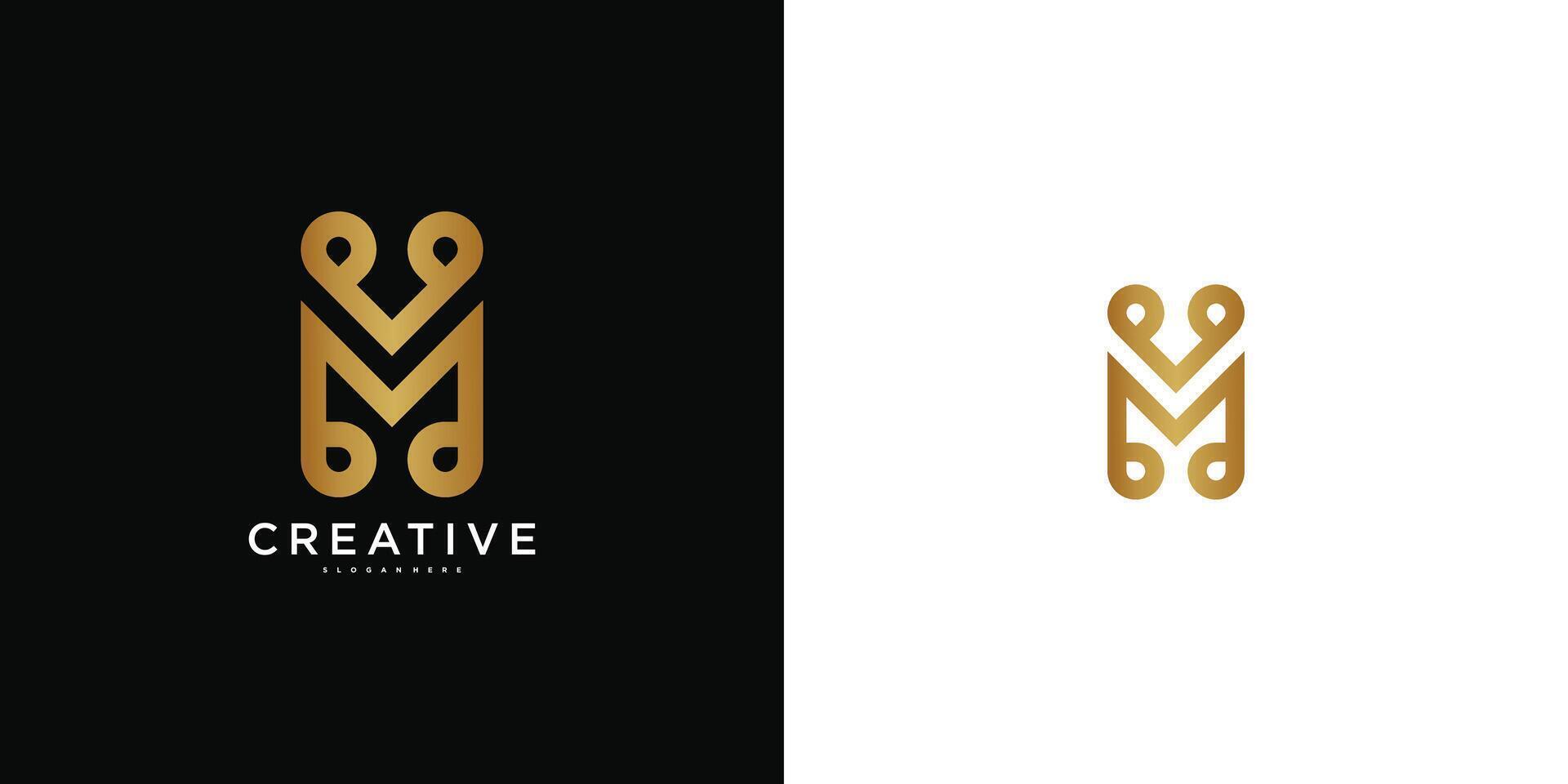 Luxury letter M initial logo design. Premium vector