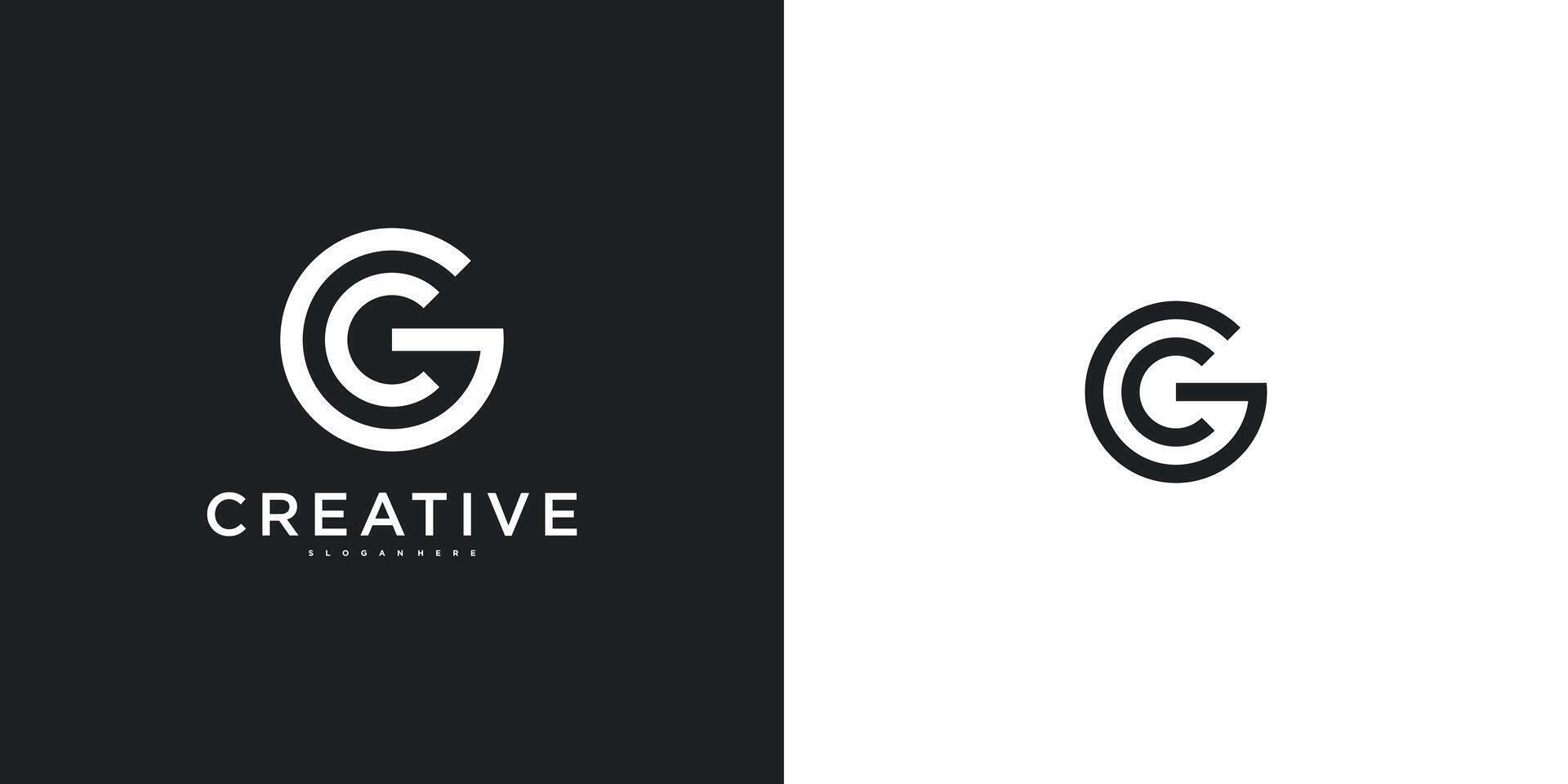 Initial letter G logo design with abstract lines and shapes vector