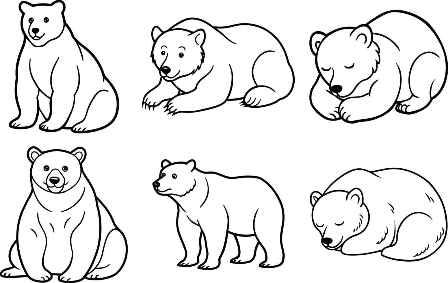A beautiful Bear line art collection. vector