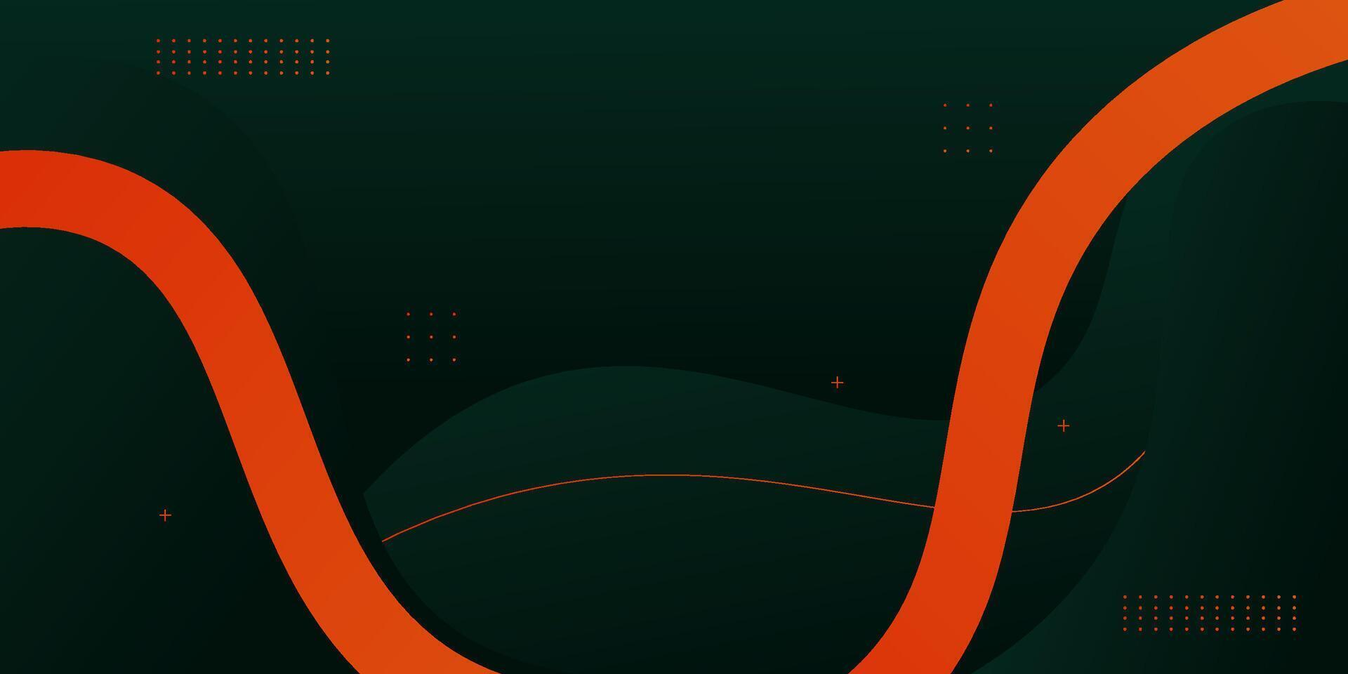 Green geometric business banner design. Creative banner design with wave shape and orange lines as template. Simple design on horizontal banner. Eps10 vector