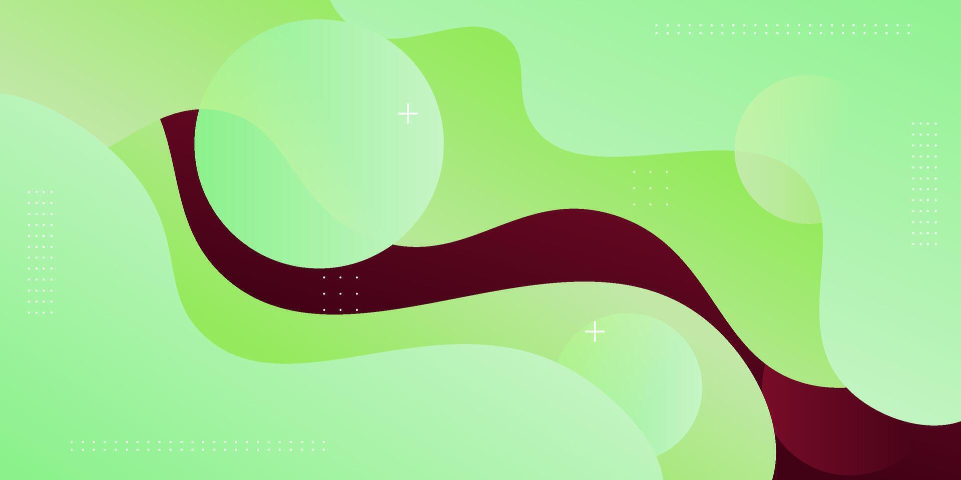 Abstract bright green wave pattern on dark red background. Trendy wave banner background design. Eps10 vector