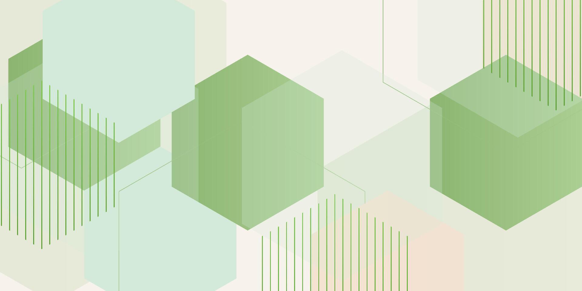 Abstract 3D background with hexagonal pattern. Modern design with simple geometric shapes in soft green pattern. Eps10 vector