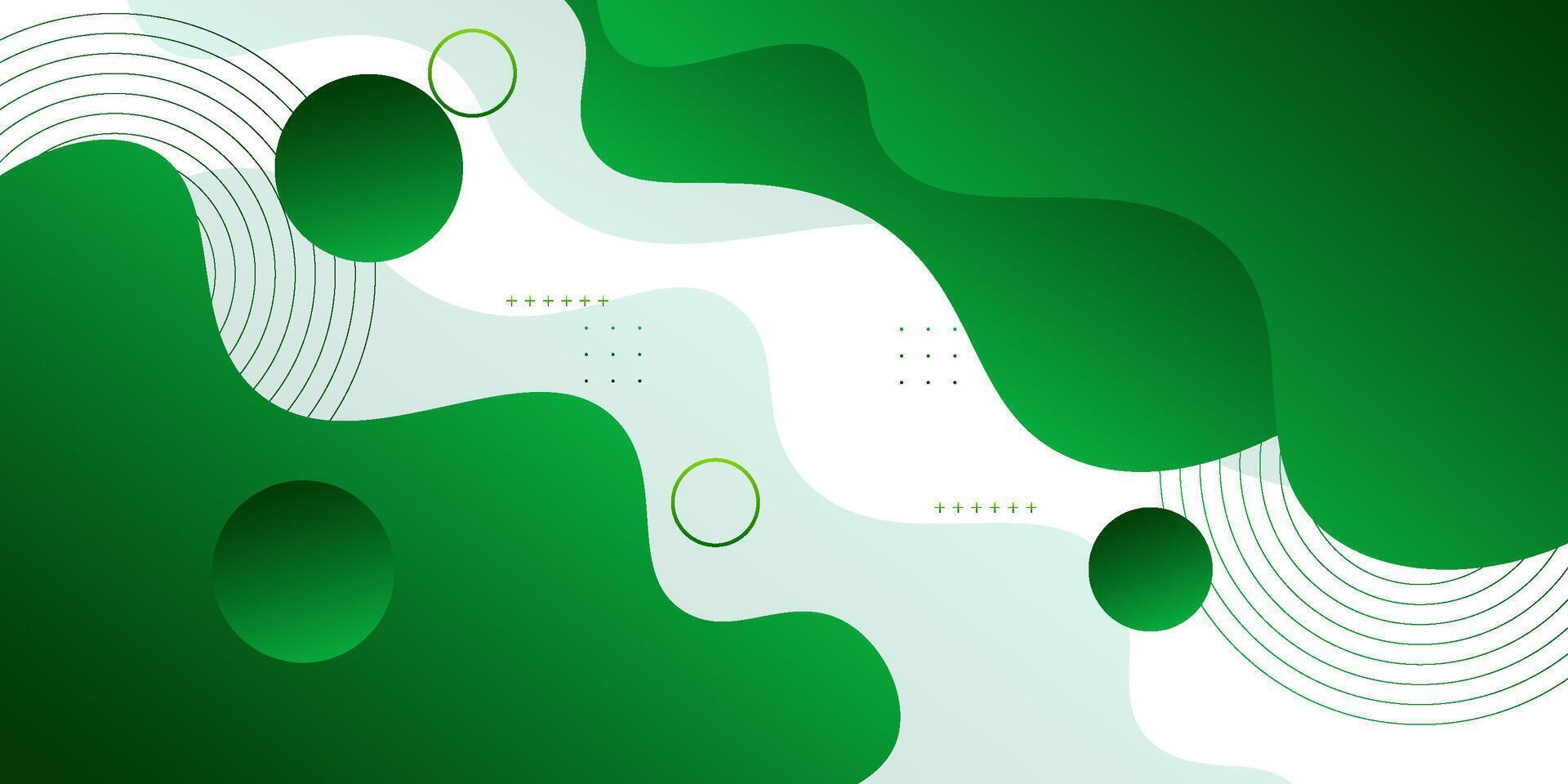 Green geometric business banner design. Creative banner design with wave and line shape as template. Simple design on white horizontal banner. vector