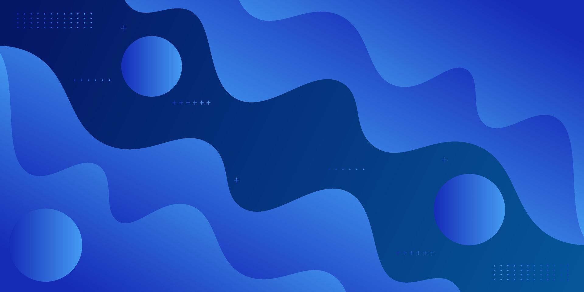 Blue geometric business banner design. Creative banner design with wave and circle shape as template. Simple design on horizontal banner. vector