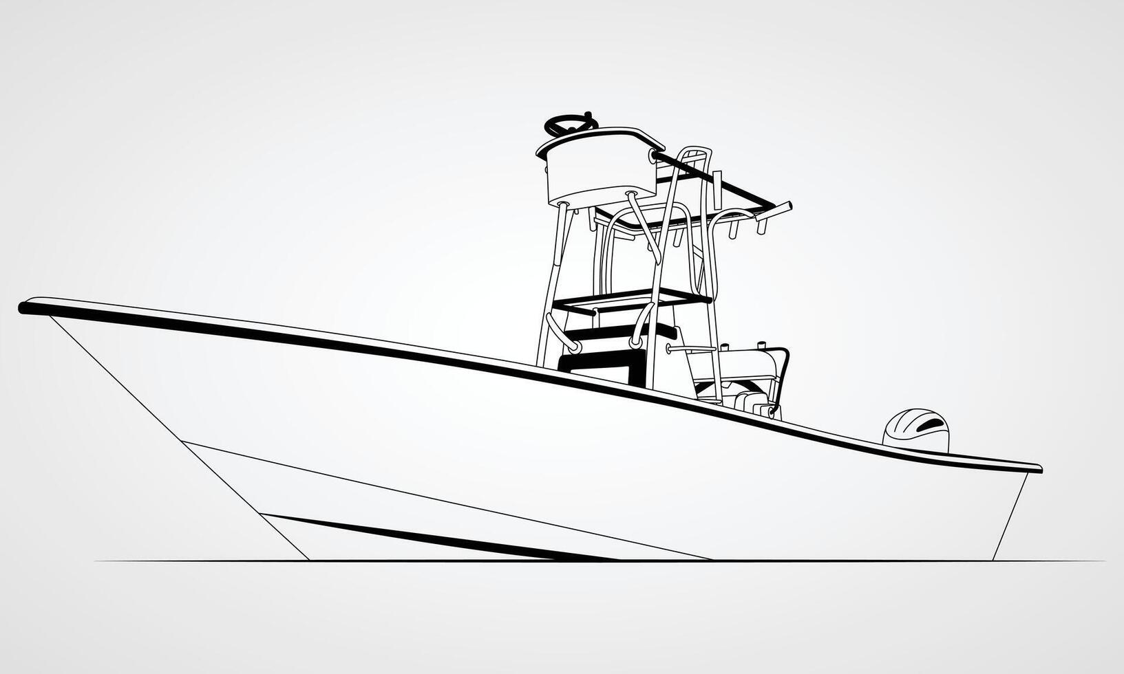Fishing Boat Illustration Art Boat One Color vector