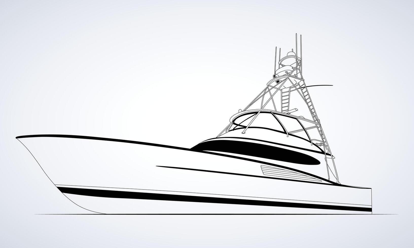 Fishing One Color Boat vector