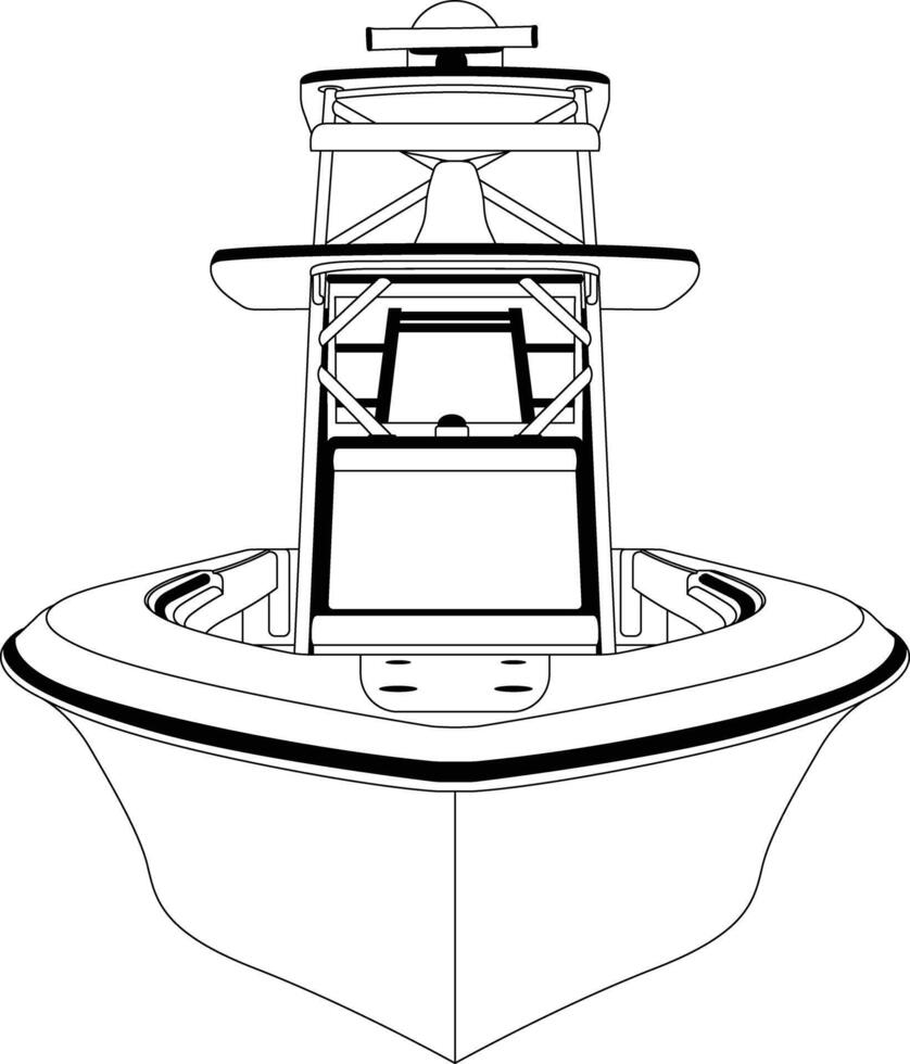 Fishing Boat front Line Art Boat One Color vector
