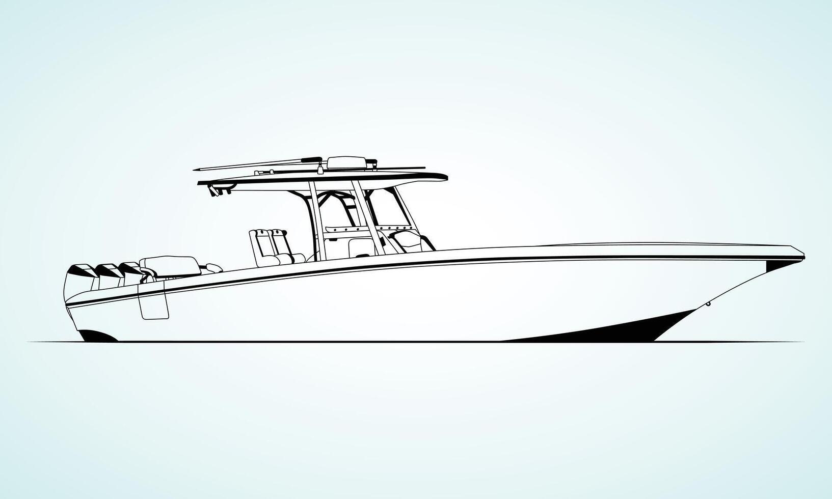 Boat One Color With Four Engine vector