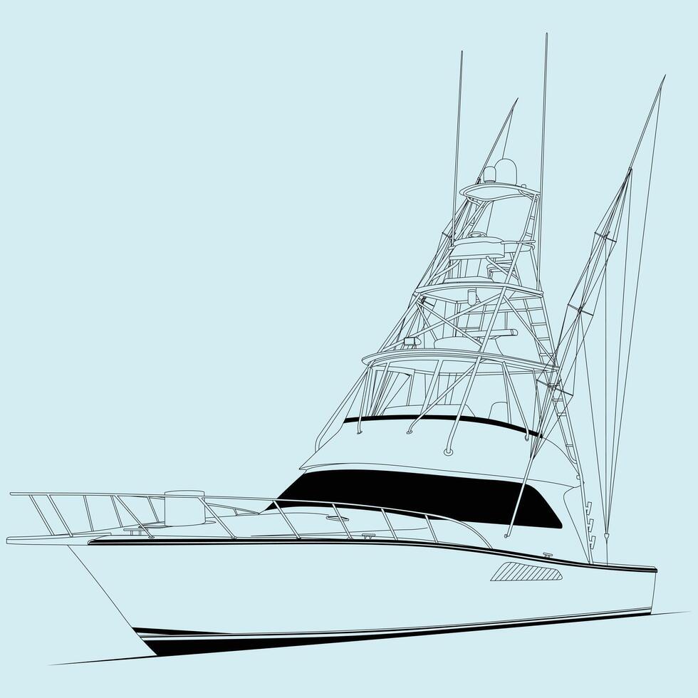 Line Art Boat One Color illustration vector