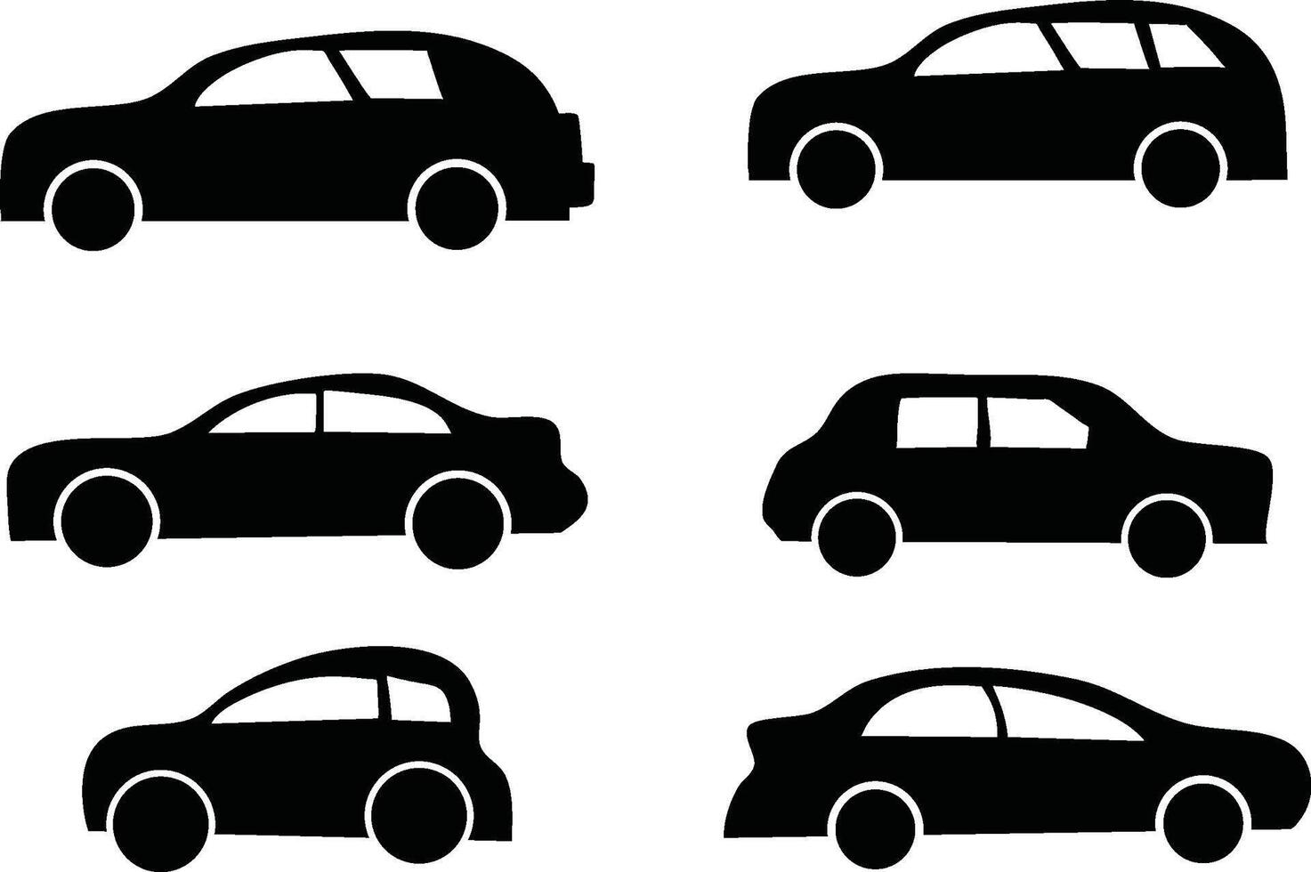 Silhouette Set of Cars Minimalist Car Icon Collection vector