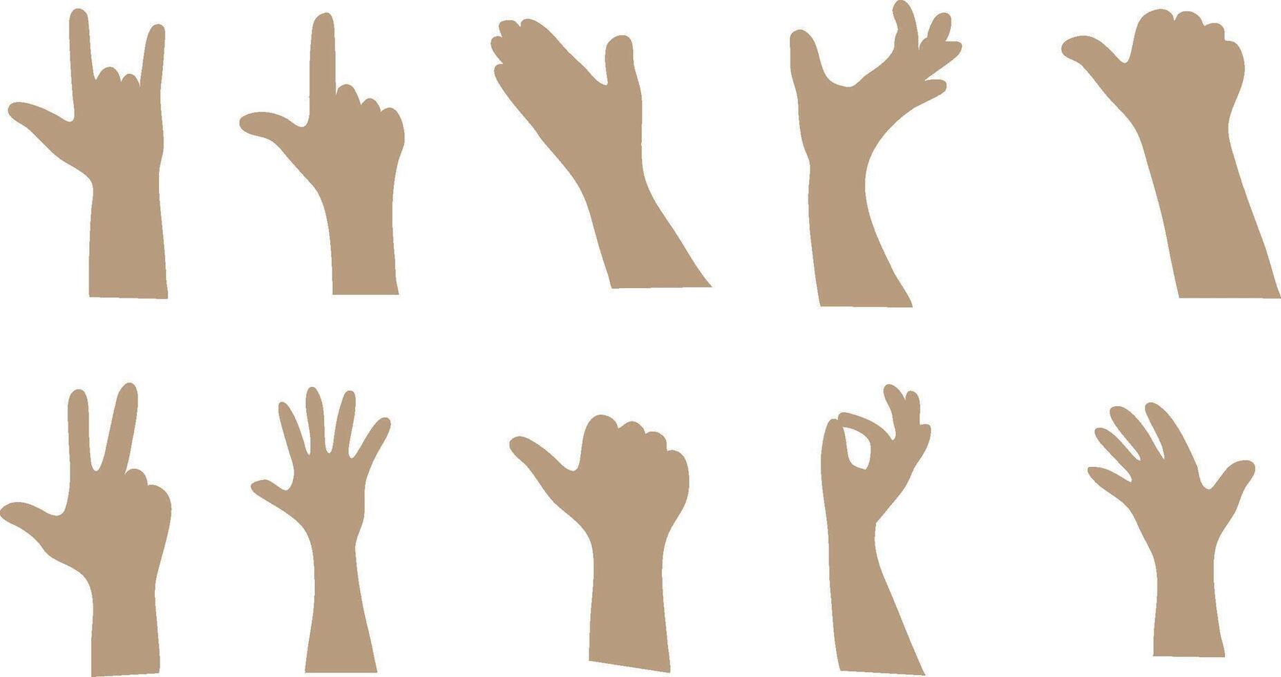 Hand Gesture Icon Set in Flat Style vector