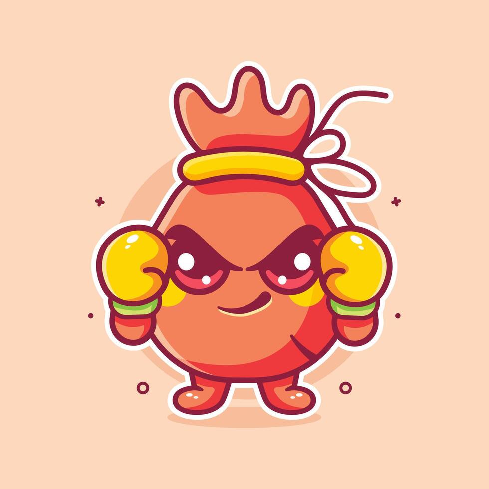 funny money bag character mascot playing boxing sport isolated cartoon vector