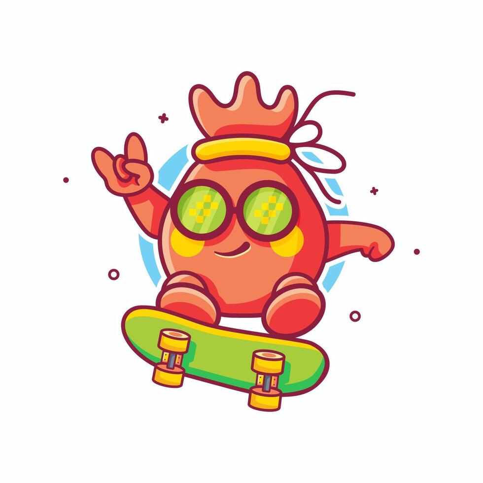 cool money bag character mascot playing skateboard isolated cartoon vector