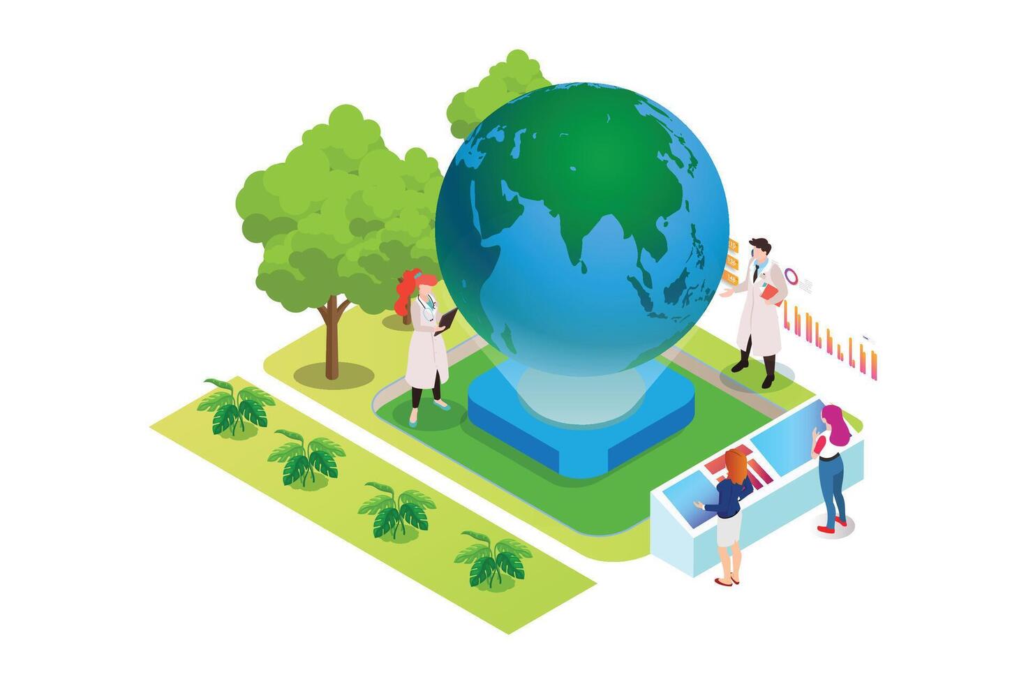 Isometric illustration concept of green energy technology to suppress Co2 gas, suitable for green energy related digital assets vector
