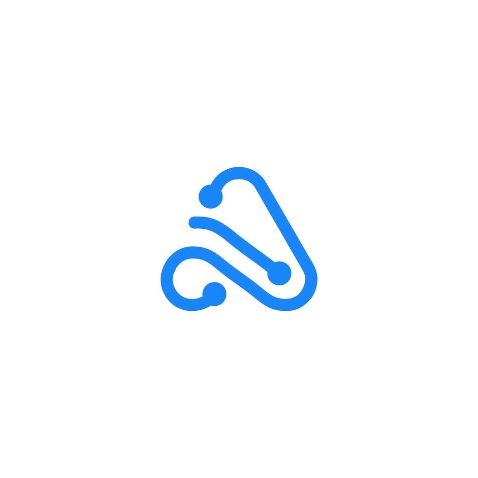 Letter A tech digital technology network, global solution, logo design template. vector