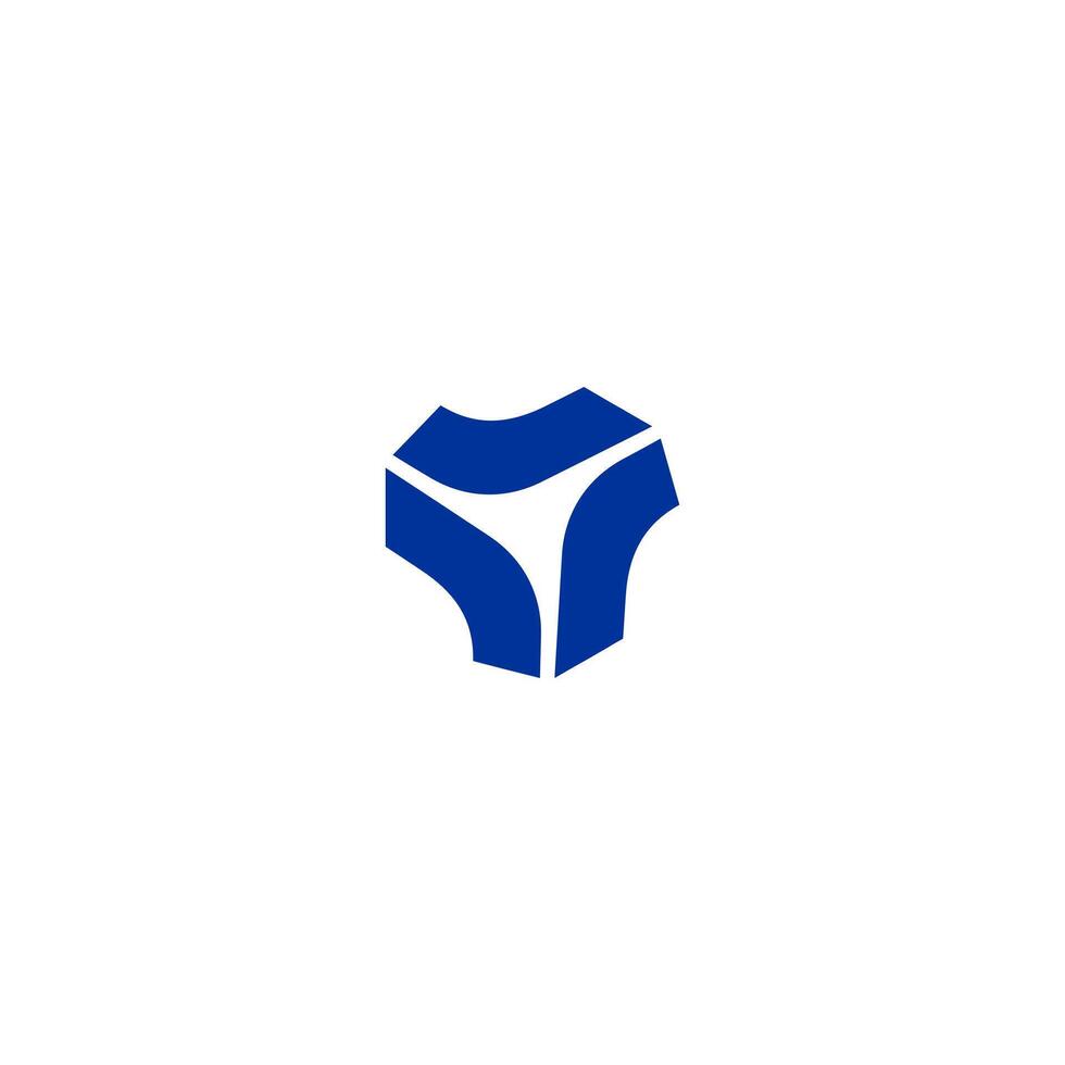 hexagon triangle logo Three elements connection symbol blue vector