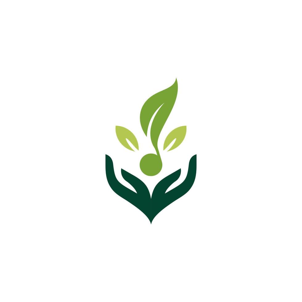 hands tree, seed logo grow symbol vector