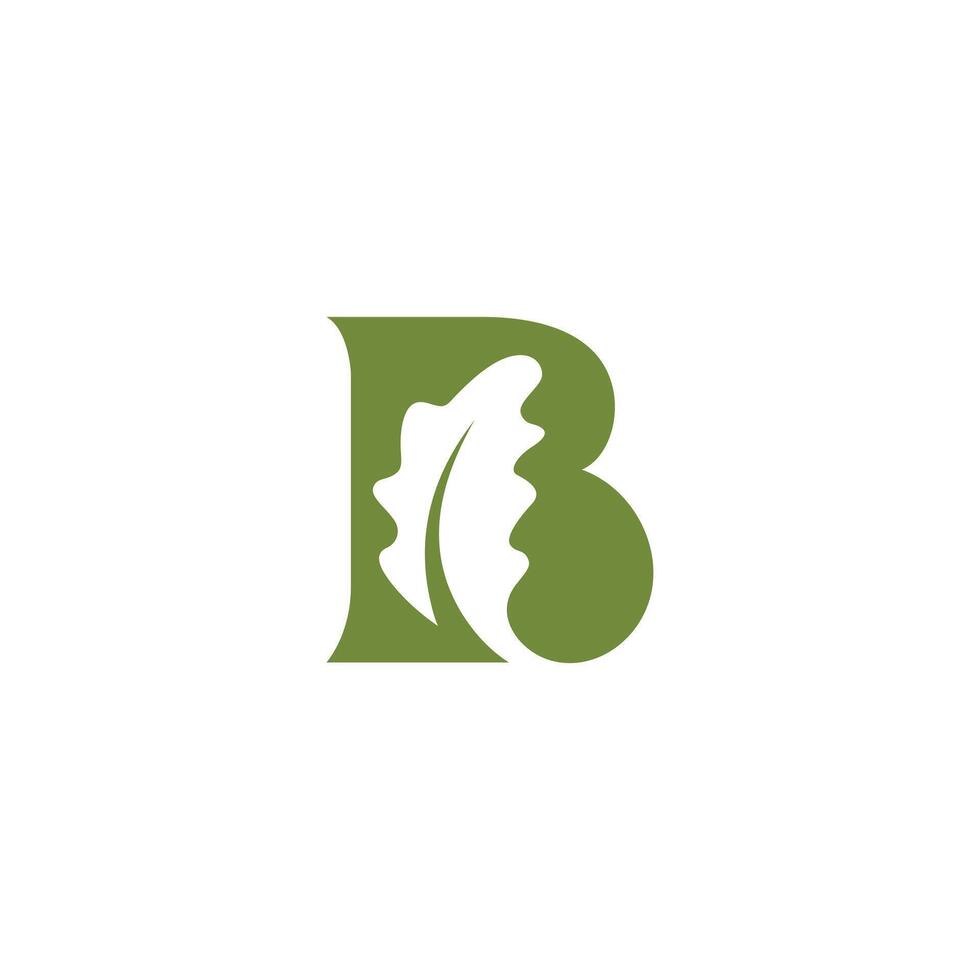 Letter B Oak Leaf Logo Icon vector