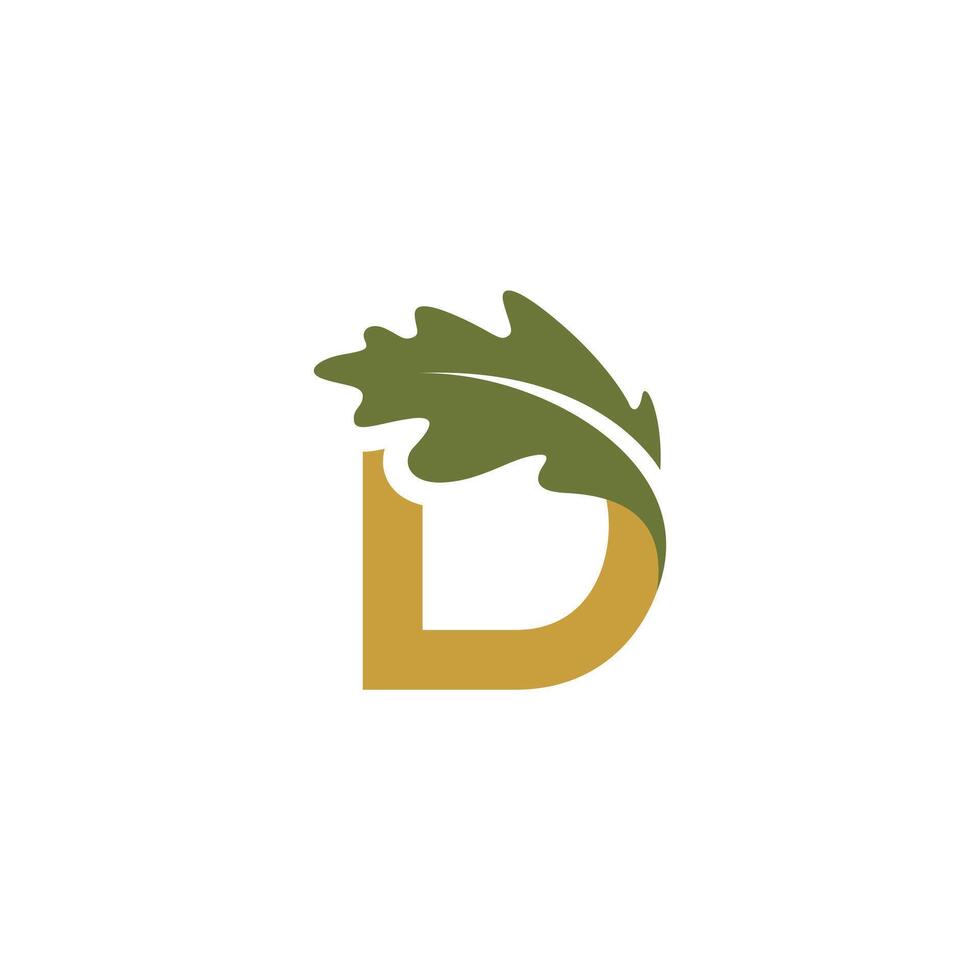 D Oak Leaf Tree Logo Design, Icon Graphic Emblem Illustration initial vector