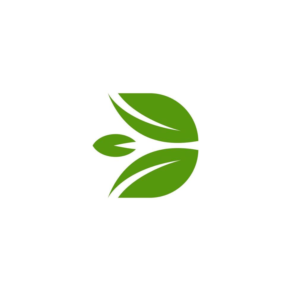 letter D leaf in a initial logo design vector