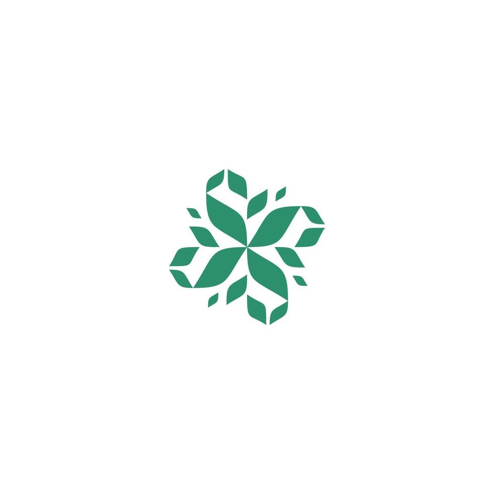 Abstract leaf geometric logo. leaf icon dynamic green color vector