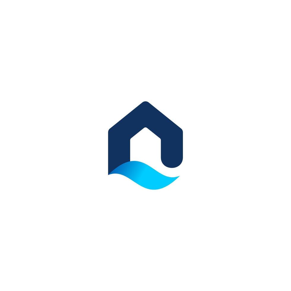 House wave real estate housing business roofing sign design abstract monogram logo vector