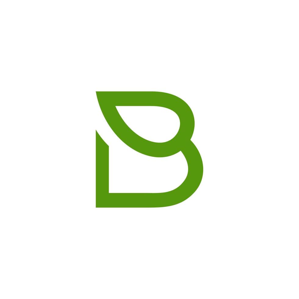 letter B leaf logo, initial minimalist modern vector