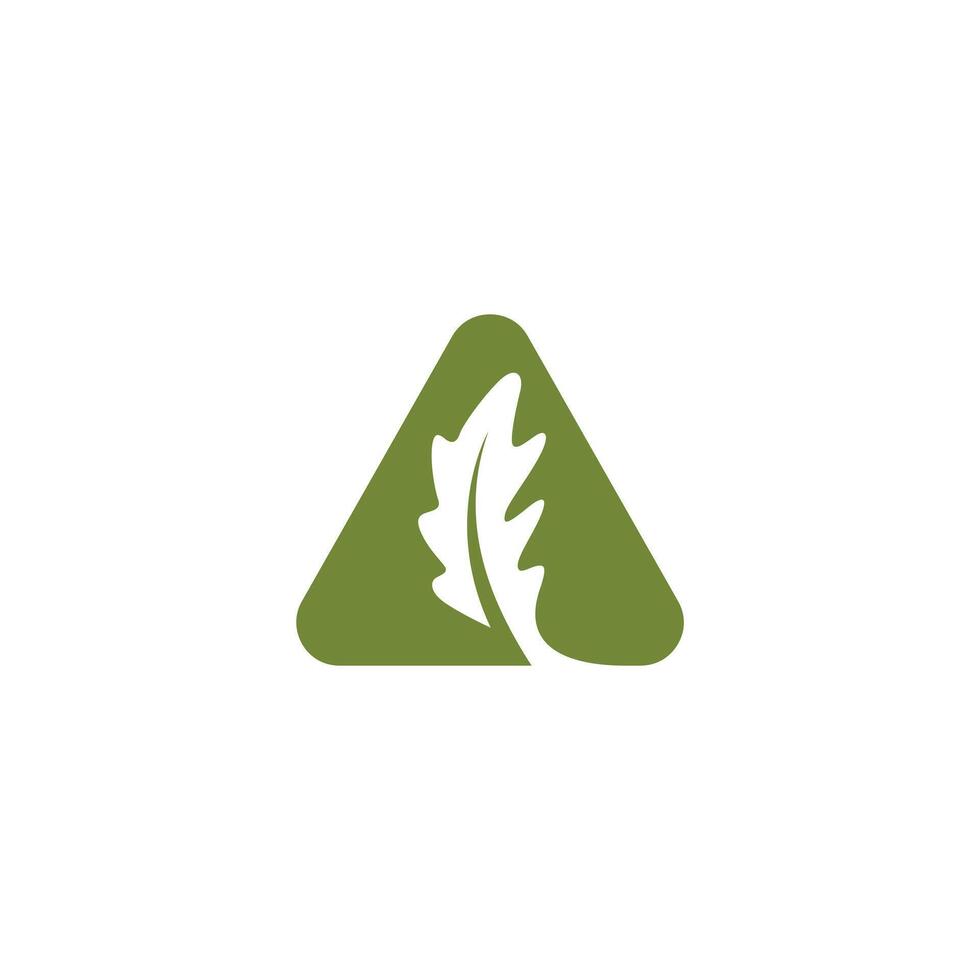 letter A oak leaf logo, triangle leaf green green vector