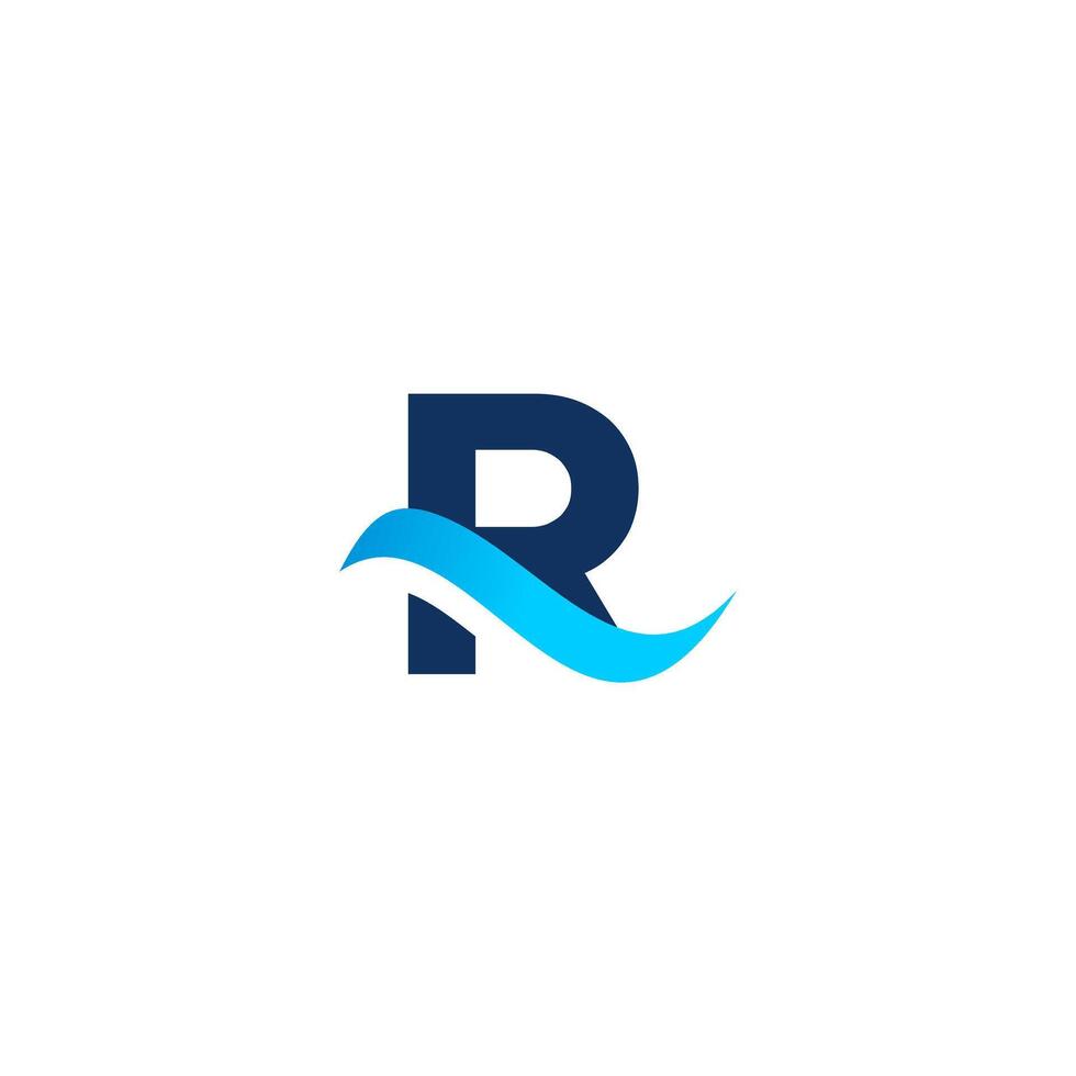 R letter wave illustration logo vector