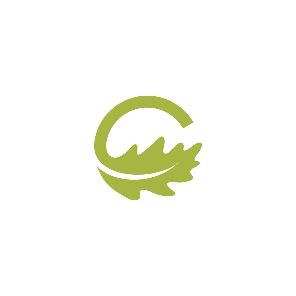 letter G oak leaf logo, nature initial icon vector