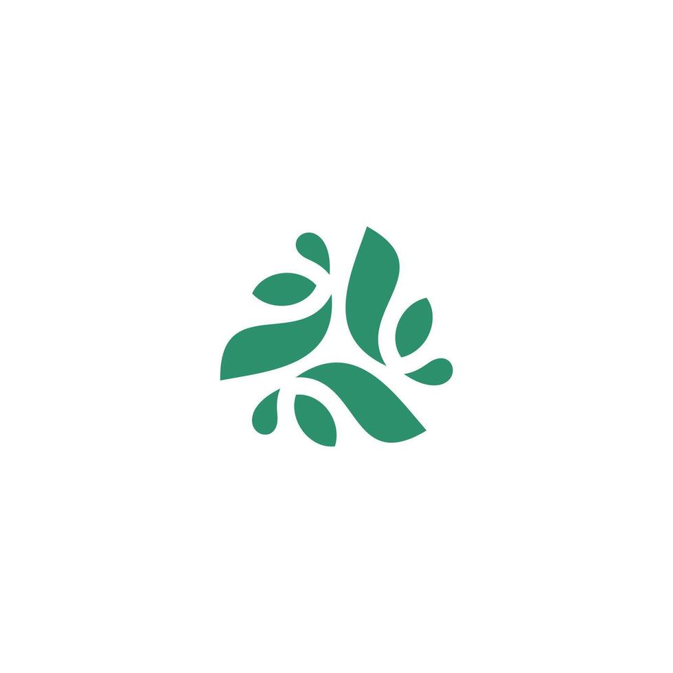 Abstract three leaf logo. leaf icon dynamic green color nature vector
