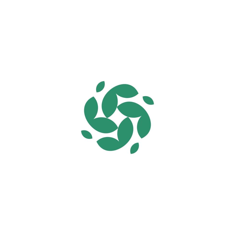 Abstract minimalist three leaf logo. leaf icon dynamic green color vector