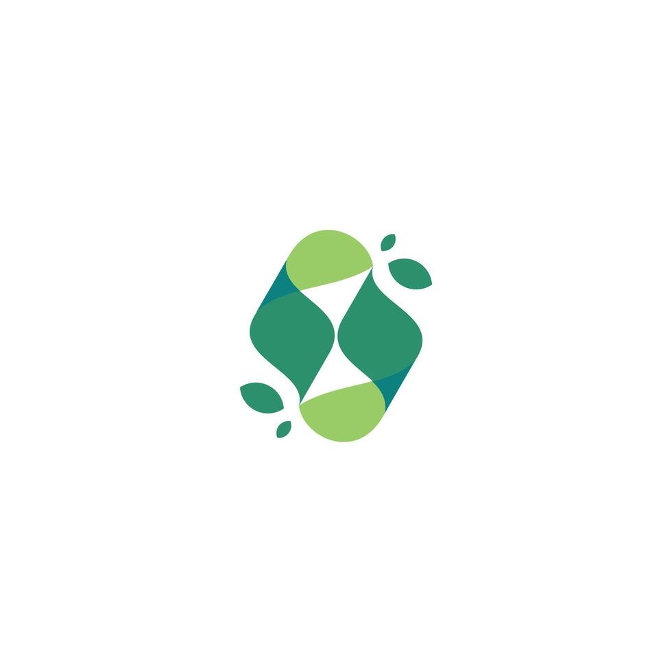 Abstract leaf flat logo. leaf icon dynamic green color vector