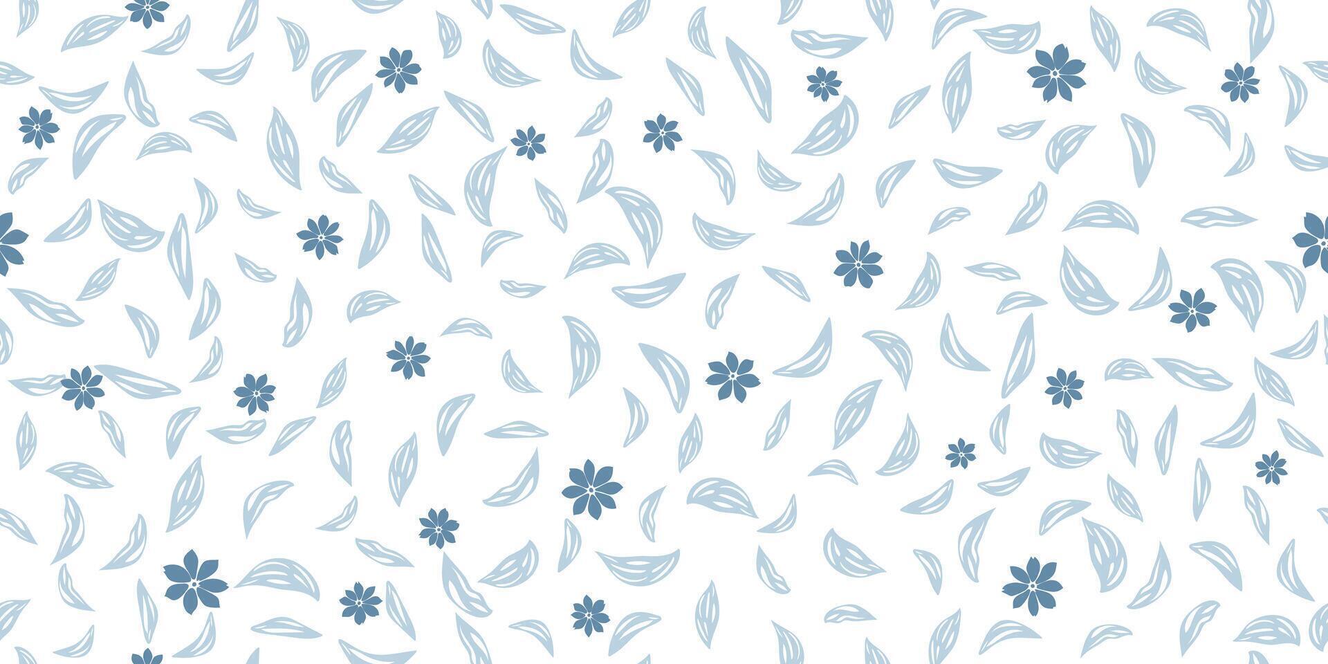 Vintage blue seamless small floral and leaf pattern background. Wrapping, printing, fabric and surface vector