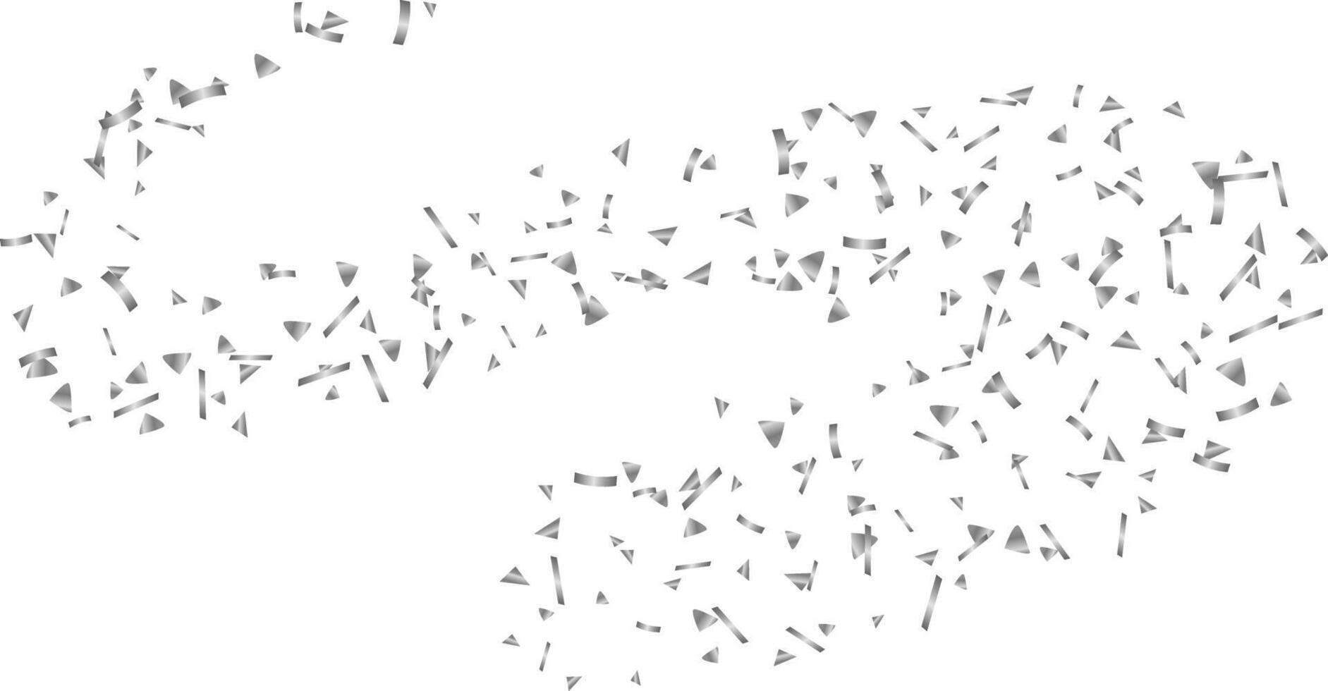 Glitter shiny silver confetti with curve swirl line illustration on transparent background vector