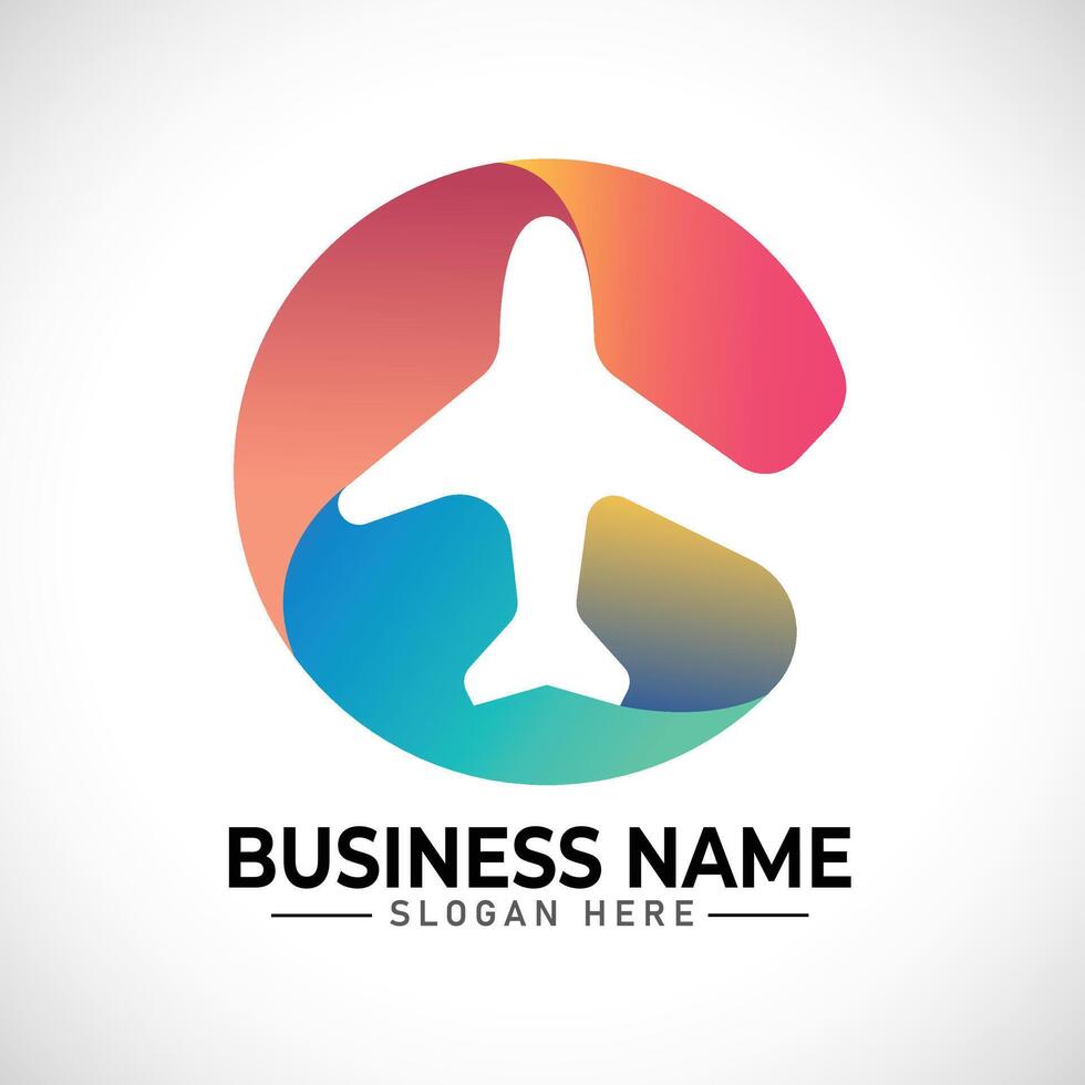 C travelling plane logo vector