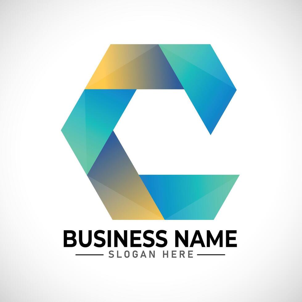 C gradient colorful letter logo vector