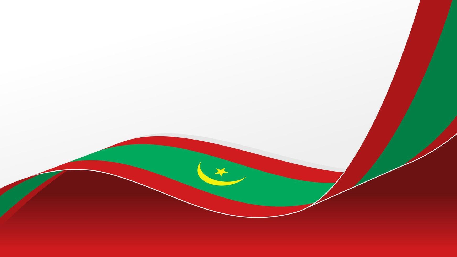 wavy mauritania flag background with copy space for text. for national day vector