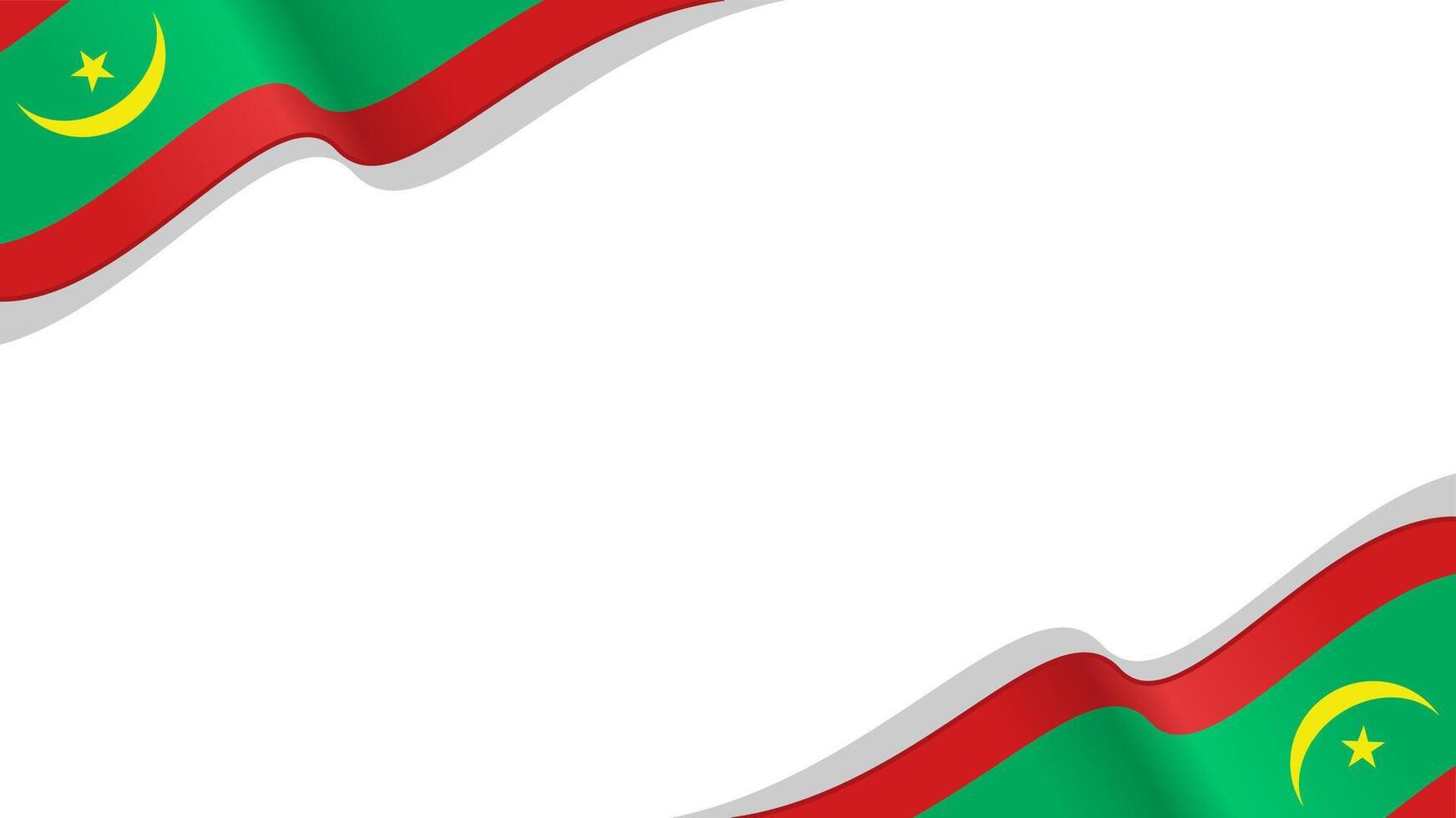 wavy mauritania flag frame background with copy space for text. for national day vector