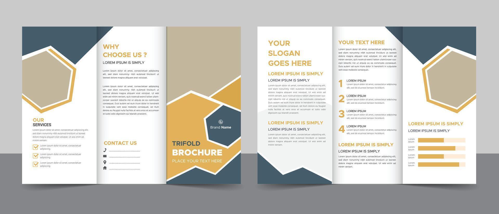 Business Trifold Brochure Template Design. vector